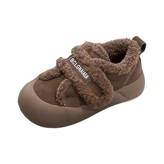 Sopiago Girl Shoes New Pattern Cute Fleece Lining Breathable Comfortable Sports Shoes Four Seasons Casual Hook Loop Running Sneakers for Girls Brown (Toddler/Little Kid/Big Kid),10