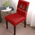 thumbnail image 2 of Merry Christmas Stretch Dining Chair Covers, Tree Snowflakes Winter Red Background Removable Dining Chair Protector Slipcovers for Kitchen, Party, Restaurant, Set of 6, 2 of 7