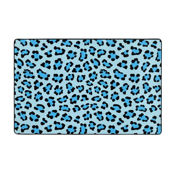 Area Rugs For Living Room Decor - Blue Leopard Print Anti Slip Throw Washable Rugs 3x5 For Bedroom, Soft Indoor Carpet For Bedroom Living Room 60x39In