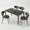 thumbnail image 3 of GrandNoor Modern Boucle Dining Chairs Set of 2,Faux Leather Kitchen & Dining Room Chairs,Curved Backrest Upholstered Dining Chairs with Metal Legs, Gray, 3 of 13
