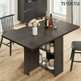 thumbnail image 4 of Tuekys Folding Dining Table Drop Leaf Kitchen Table with 2 Storage Racks-Perfect for Small Spaces Multifunction Space Saving Table Extension Dinner Table Kitchen Office Desk Black, 4 of 9
