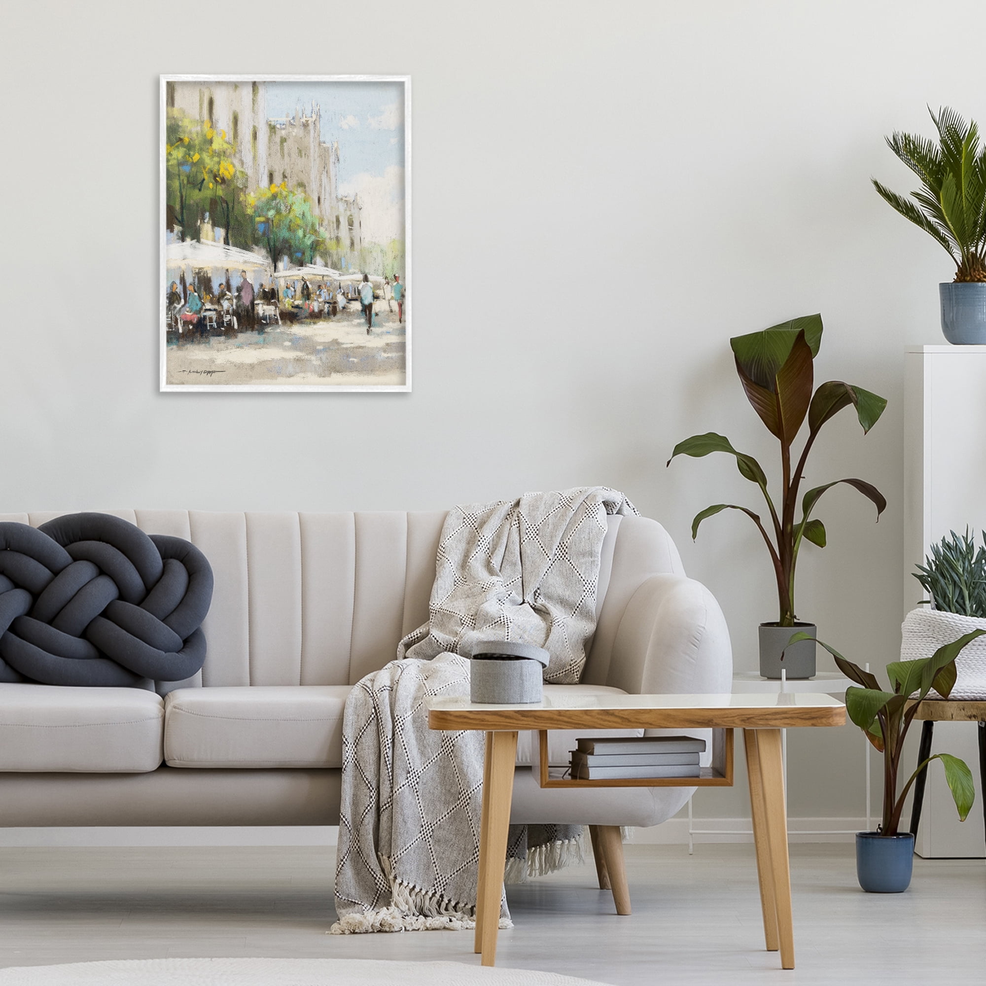 Stupell Industries Street Cafe on Boulevard White Framed Giclee Art, design by Anthony Orme