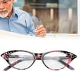thumbnail image 4 of Gafas de lectura Gafas de lectura con lentes transparentes con decoración de diamantes de imitación unisex de moda (+200 marco de rayas rojas), 4 of 12