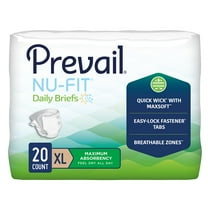 Prevail Nu-Fit Adult Briefs, X-Large, 59"-64", Case (80 ct)
