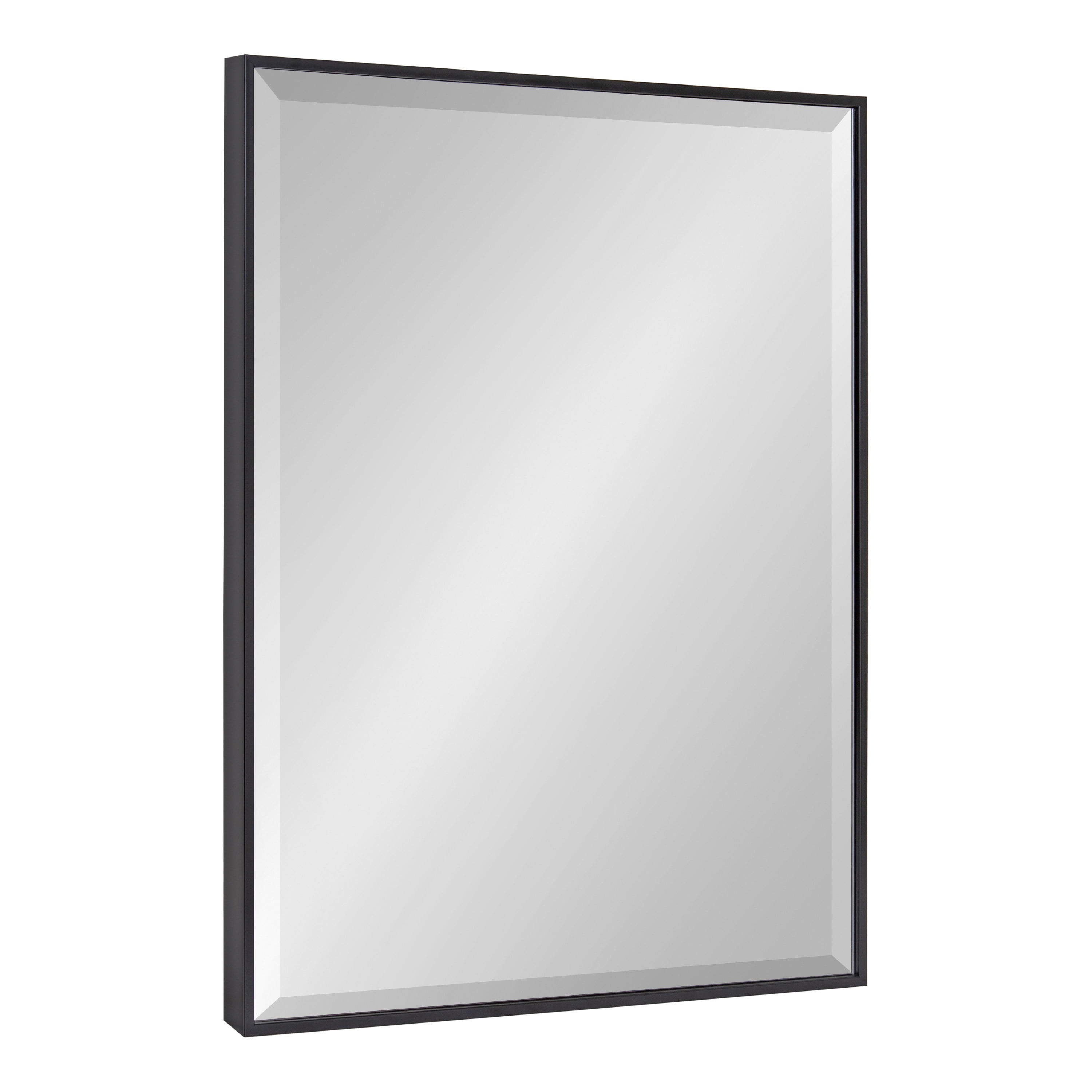 Kate and Laurel Rhodes Large Framed Decorative Rectangle Wall Mirror, 23" x 29", Black, Sleek ...