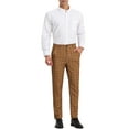 thumbnail image 2 of INSPIRE CHIC Men's Dress Checked Flat Front Business Plaid Formal Pants 34 Brown Black, 2 of 6