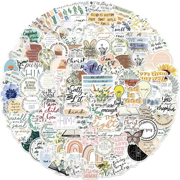 100 PCS Stickers,Journaling Supplies,Inspired Scripture Stickers for Water Bottle,Decals Perfect Gifts for ,Laptop,Teens,Adults