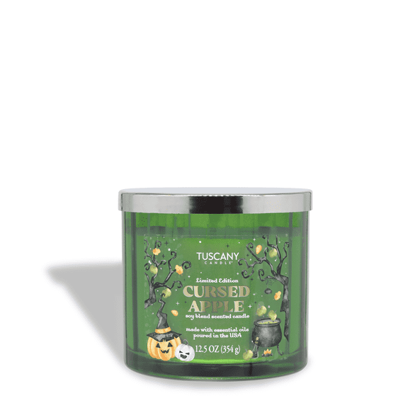Tuscany Candle Cursed Apple: Nutty Caramel Apple Scented Halloween Candle, 12.5 oz