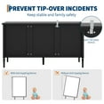 thumbnail image 3 of Buffet Moderne de 59 Pouces Noir – 4 Portes, 2 Tablettes Ajustables, Rangement Spacieux – Table Console pour Salon, Salle à Manger, Cuisine, Entrée – Noir, 3 of 8