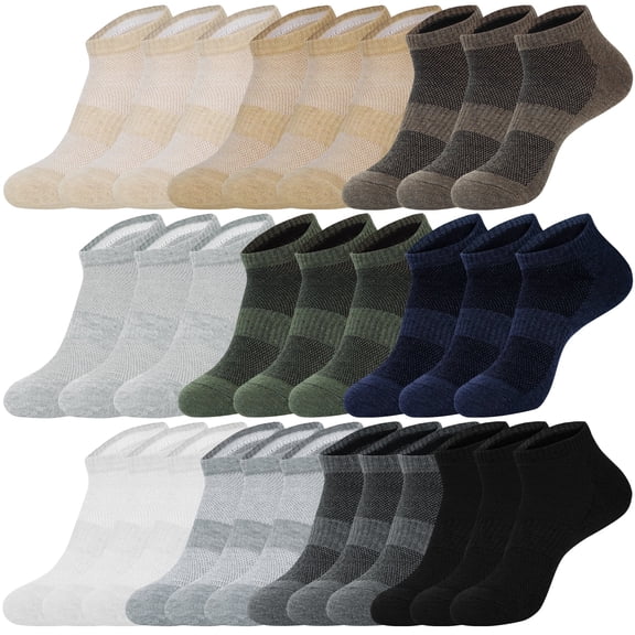 Sophproton 30 Pairs Mens Ankle Socks Athletic Sport Low Cut Ankle Socks Moisture Wicking Running Socks for Men
