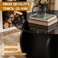 thumbnail image 6 of Hawsaiy Round Glass Coffee Table with Tempered Glass Top and Wood Base, Modern 30" Small Coffee Table for Living Room, Apartment, Office, Minimalist Center Table, Black, 6 of 9