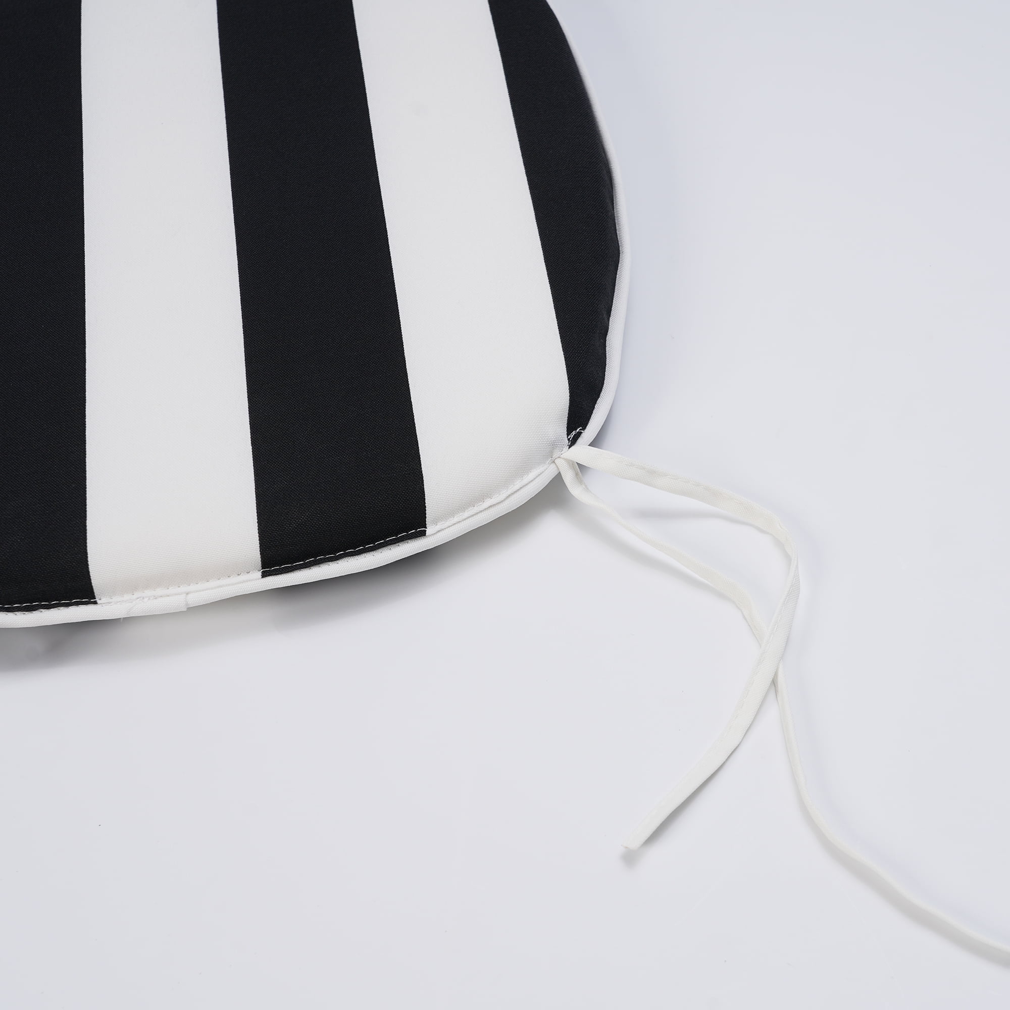Outdoor Patio Chair Cushions Set of 4, Water-Repellent U-Shape Thick Foam Seat Cushions with Ties, 17"x16"x2" All-Weather Cushions for Garden Patio & Dining Chairs, Black White Striped