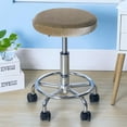 thumbnail image 3 of 1 Piece Velvet Chair Covers Bar Stool Covers Anti-Slip Round Stool Cushion Cover Washable Stool Cushion Slipcover for Dia 12-15" Home Bar Hotel Use Khaki, 3 of 8