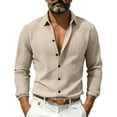 thumbnail image 4 of Aimik Men's Textured Knit Button Down Shirt Slim Fit Long Sleeve Turndown Collar Casual Shirt for Smart Casual Outfits, 4 of 6
