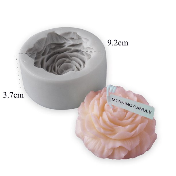 Moldes para velas del Día de San Valentín, molde de cera de silicona con forma de bola redonda de cilindro en relieve de Rosa 3D para fabricación de velas hechas a mano, molde para pasteles