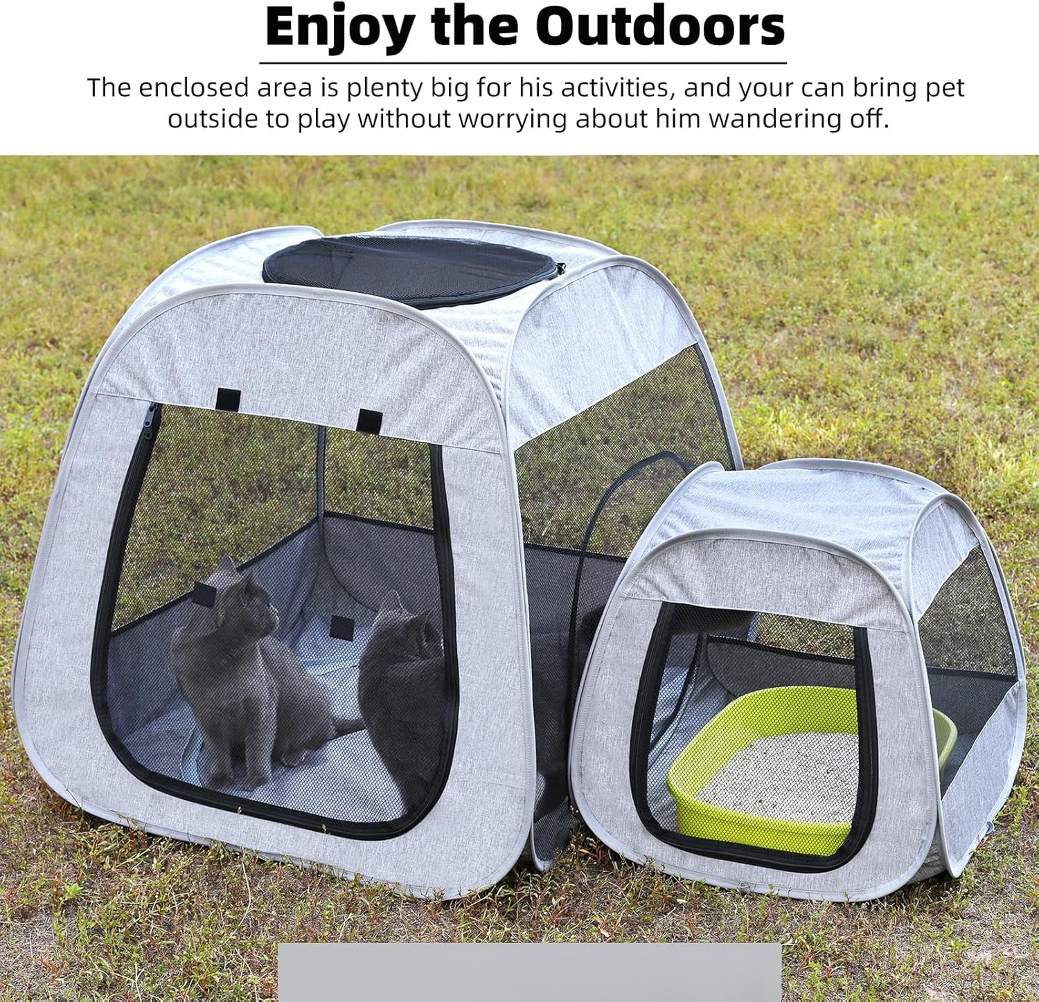 Portable Cat Playpen, Trapezoidal Design for Better Standing, Foldable Pet Tent for Indoor and Outdoor Use of Kitten and Puppy, Dog Play Enclosure, Cat Houses & Condos