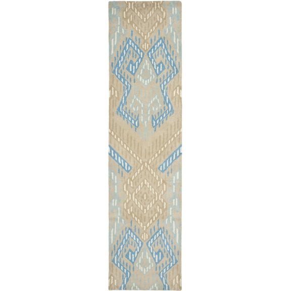 SAFAVIEH Wyndham Donella Geometric Wool Runner Rug, Beige/Blue, 2'3" x 9'