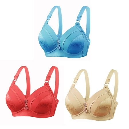 Itsame 3 Pack Everyday Sports Bra Set womens Full Support Bra Wireless Comfort Bralette Set Multicolor Size 44