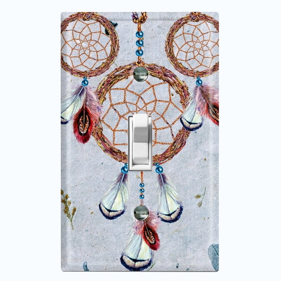 Metal Light Switch Plate Cover Beaded Feather Dreamcatcher DRM002