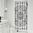 thumbnail image 2 of Small Stall Narrow Shower Curtain 36"W x 72"L – Tropical Bohemian Leaves, Mid-Century Abstract Boho Botanical Bathroom Decor, Vintage Floral Palm Leaf Pattern, Rustic Tribal Folk Style, 2 of 5