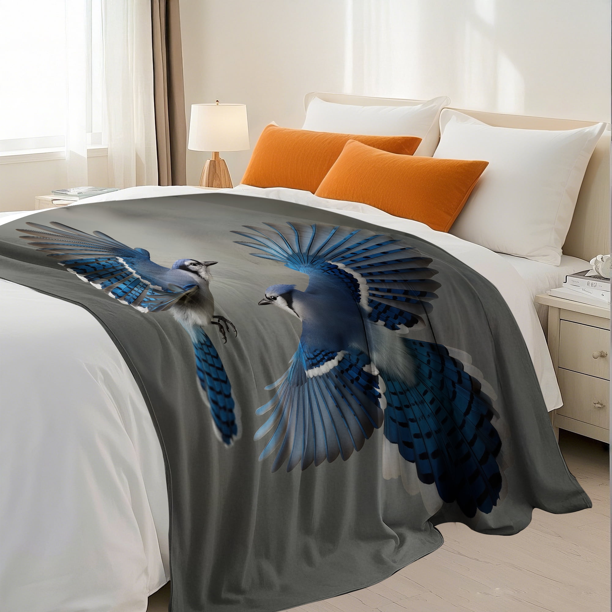Flannel Fleece Throw Blanket, Soft Large Throw Blanket, Lightweight Cozy Plush Throw Blanket Fit Sofa Bed, 30"x40", Birds