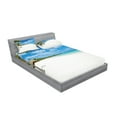 thumbnail image 2 of Ambesonne Beach Fitted Sheet & Pillow Sham Set, Tropical Island Seashore, Queen, Blue White Green, 2 of 2