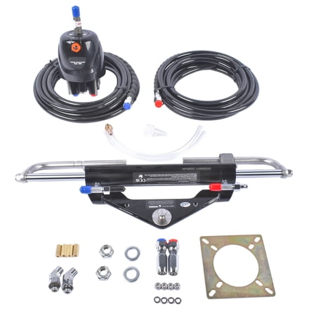 GELUOXI 150HP Hydraulic Outboard Steering Kit Boat Marine System 20ft Hose Single-Engine use