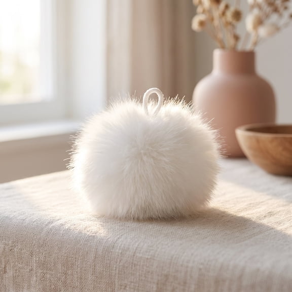 UPOUART 20 Count White Faux Pom Pom , Soft Pompoms for Hats, Beanies, Crafts and Keychain Decor Accessories
