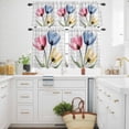 thumbnail image 3 of Colorful Tulips Kitchen Curtains Valances and Tiers Set of 3 Abstract Flowers Tier Curtains and Valance with Rod Pocket for Small Windows, 27.5"x36", 3 of 9