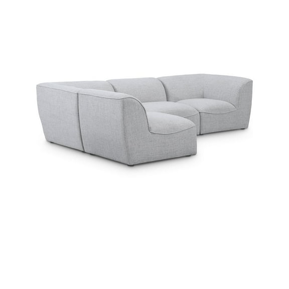 Meridian Furniture Miramar Grey Durable Linen Textured Modular Sectional