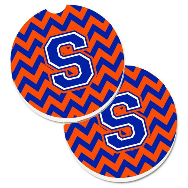 Lettre S Chevron Orange & Bleu Ensemble de 2 Porte-Gobelet Coaster de Voiture