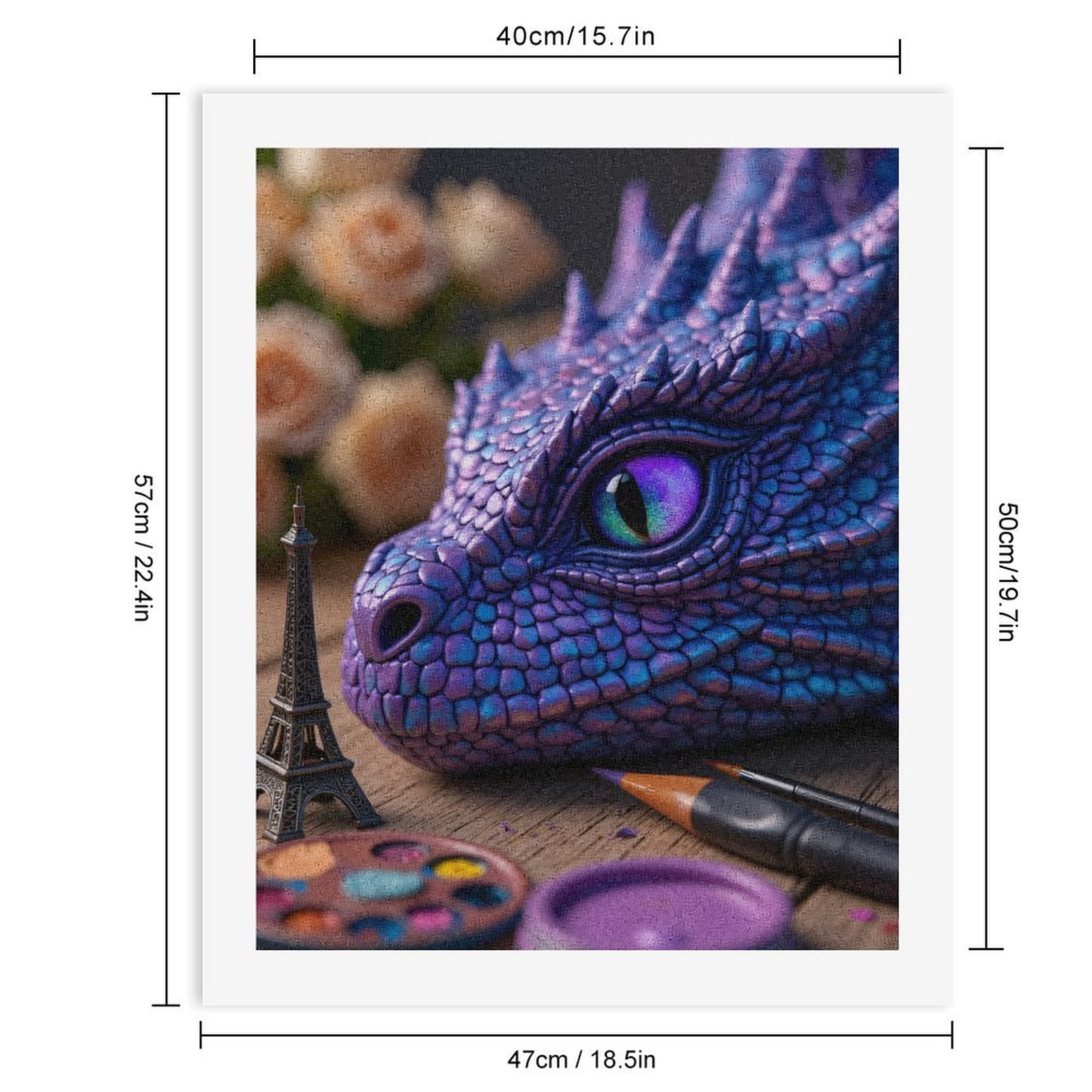 Paint By Numbers Kit for Adults Beginner - Purple Dragon Art Eiffel Tower DIY Canvas Painting Kits for Adults, Frameless Paint By Number for Adults for Home Wall Decor 16x20 Inch