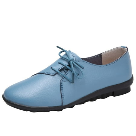 

Women s Shoes Solid Color Lace-up Flat Shoes Single Shoes Casual Shoes Pu casual shoes for Women Blue