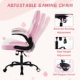 thumbnail image 2 of CONCETTA Computer Gaming Desk Chair - Ergonomic Office Executive Adjustable Swivel Task PU Leather Racing Chair with Flip-up Armrest, Pink White, 2 of 7