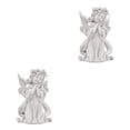 thumbnail image 4 of Redempat Resin White Angel Statue Desktop Decor Window Props Collection Christmas prayer hold cheek 2Set, 4 of 6