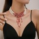 thumbnail image 2 of Perlas de imitación que gotean sangre, collar de perlas ensangrentadas, collar de clavícula con borlas de cuatro capas, 2 of 4