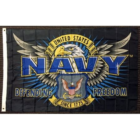 - 3x5 Mission First United States US Navy Defending Freedom Flag Military USN USA