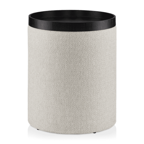 Bouclair Oatmeal Side Table Ottoman with Tray Top