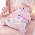 thumbnail image 3 of Manfei Cartoon Floral Unicorn Queen Comforter Set 3 Pieces,Cute Rainbow Animal Comforter Sets Queen,1 Comforter and 2 Pillowcases,Reversible, 3 of 6