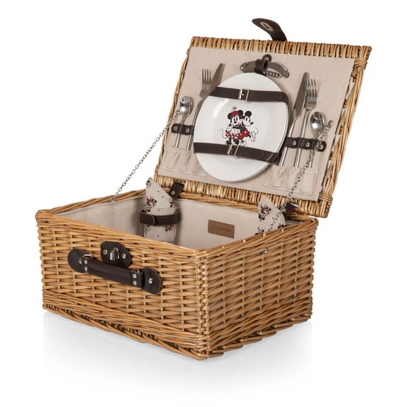 Mickey & Minnie Mouse - Classic Picnic Basket, Beige Canvas