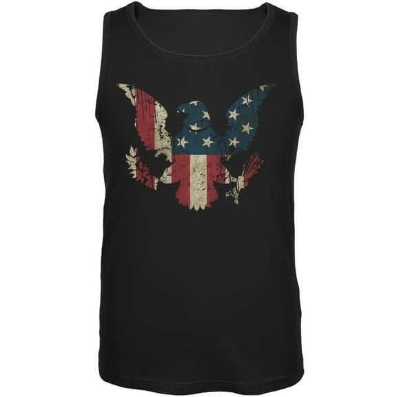 Eagle Distressed Flag Black Adult Tank Top
