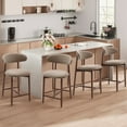 thumbnail image 6 of Mid Century Modern Kitchen Bar Stools Set of 4, Counter Height Stools with Curved Back and Wooden Frame,Upholstered Seat Camel, 6 of 9