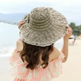 Womens Sun Straw Hat Wide Brim Summer Hat Foldable Roll up Floppy Beach