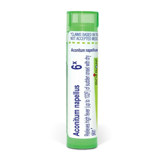Boiron Aconitum Napellus 6X, Homeopathic Medicine for High Fever (Up To 102F) Of Sudden Onset With Dry Skin, 80 Pellets