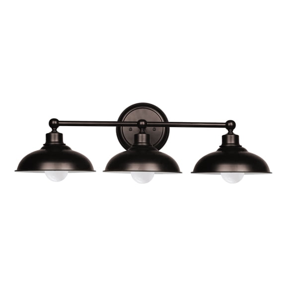 Lucere 3-Light Industrial Bathroom Vanity Light, Industrial Wall Sconce Bathroom Lighting, Oil Rubbed Bronze Finish with Frosted Glass Shade, Indoor Wall Lamp with Black Metal Shade