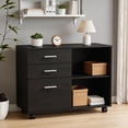 thumbnail image 2 of Ktaxon File Cabinet with Open Shelf, Wood Rolling File Cabinet with Open Shelves,Legal & Letter Size Black, 2 of 7