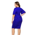 thumbnail image 4 of Casual Dress Women Womens Plus Size Ruched Wrap Dress Pleated Bodycon Midi Casual Party Dress Fall Dresses Women Blue XL, 4 of 4