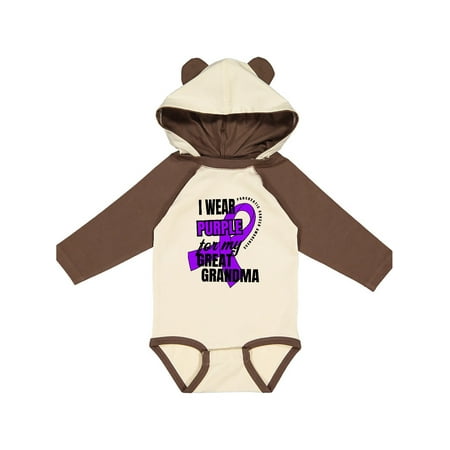 

Inktastic I Wear Purple For My Great Grandma Pancreatic Cancer Awareness Gift Baby Boy or Baby Girl Long Sleeve Bodysuit