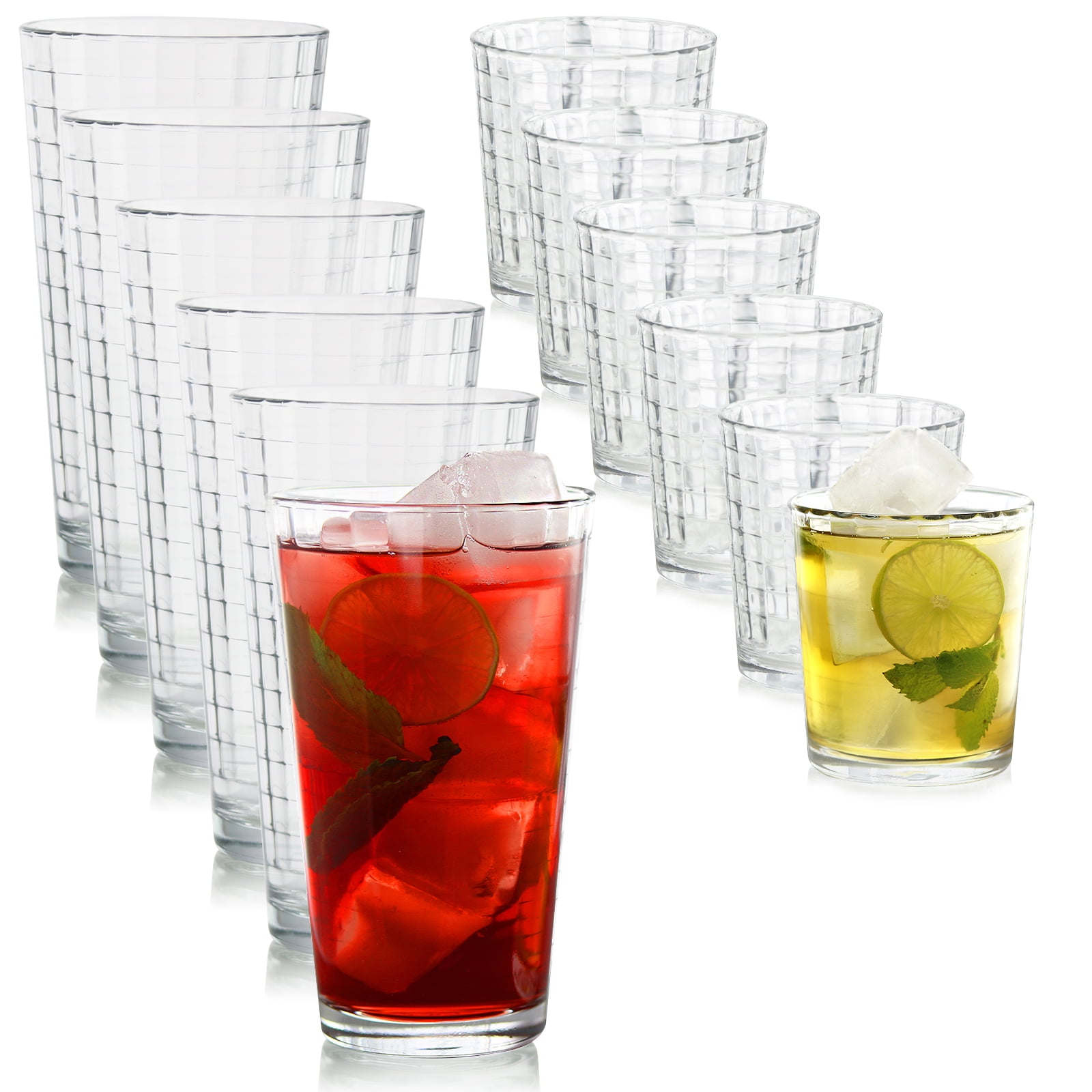 Pasabahce Scotch 12 Piece Cooler and Double Old Fashioned Glass Set