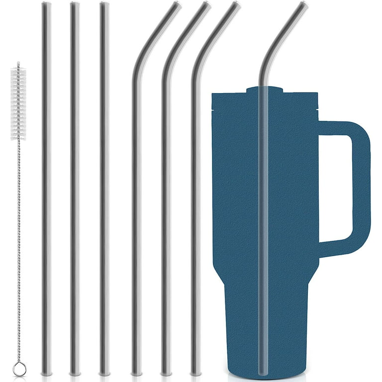 Stainless Steel Replacement Straws for Stanley Adventure Travel Tumbler  40oz, 6pcs Reusable Straws with Cleaning Brush